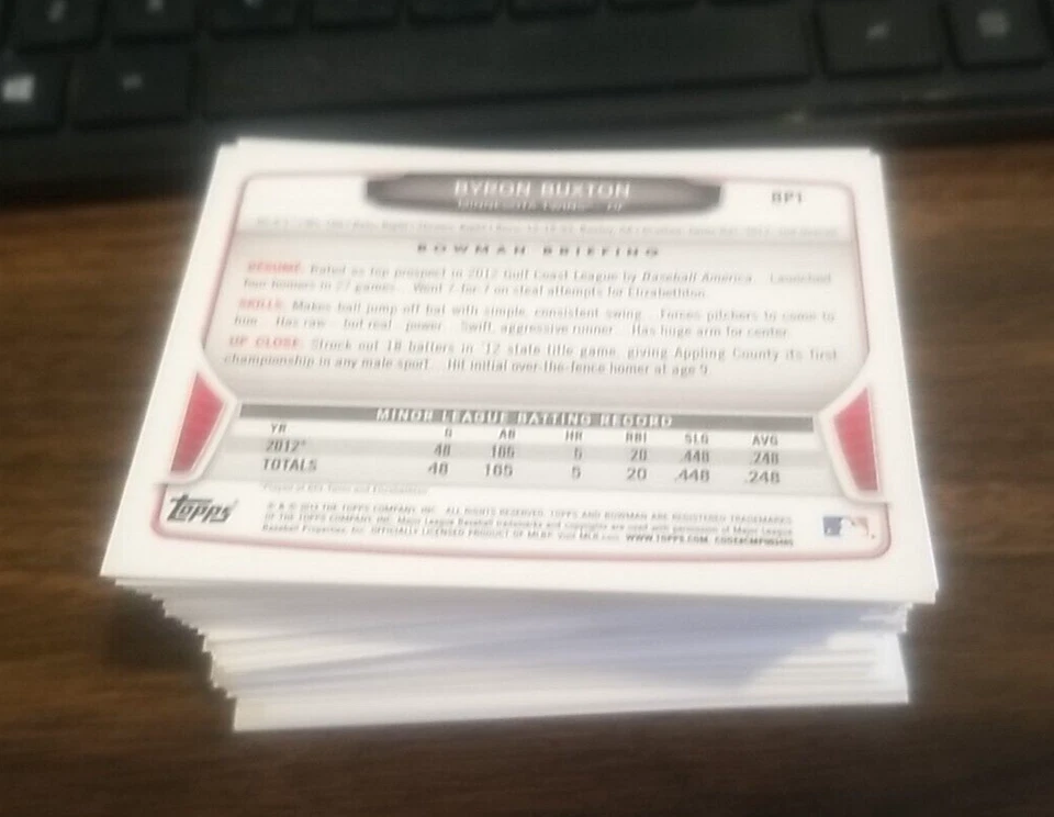 Tarjeta Bowman Prospects 2013 BP1-110 Byron Buxton/Correa (juego de 110 tarjetas prospectos) Foto 2 de 2