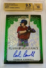 2019 Leaf Flash Corbin Carroll Auto Green #/15 FOB SP BGS 9.5/10 💎 Top Prospect