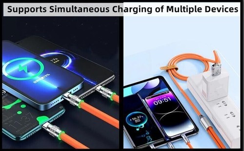 3 in 1 Heavy Duty Braided Long USB Fast Charger Cable Lead For iPhone Samsung - Picture 4 of 20