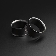 Black PVD Double Flare Tunnel | 316L PVD Coated Ear Gauges 