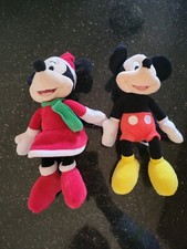 Disney Mickey Mouse  Mini Mouse Christmas 10" Plush set of 2 stuffed animal