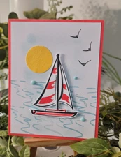STAMPIN UP CARD KIT- SAILBOAT  Makes 4-Set #25.380