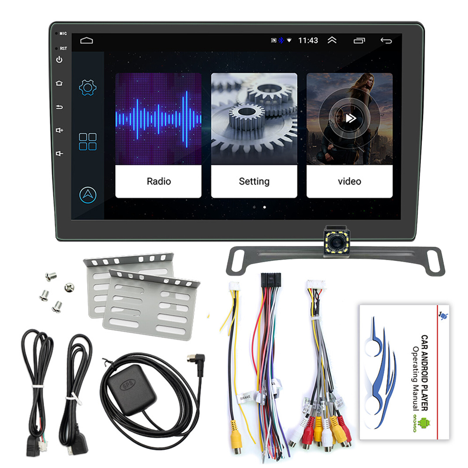 10.1" Android 13 For Apple Carplay Car Stereo Radio GPS Navi WiFi 2 Din + Camera