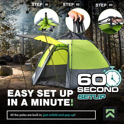 rocktrail 4.1 tent KINGROCK 1-4 Person Camping Tent, Instant Easy pop up Camping Tent,Aut CFM Kit With a fast and TRIWONDER Tent Stakes Pegs STYLE:Top+1 Sidewall+2 Window Walls