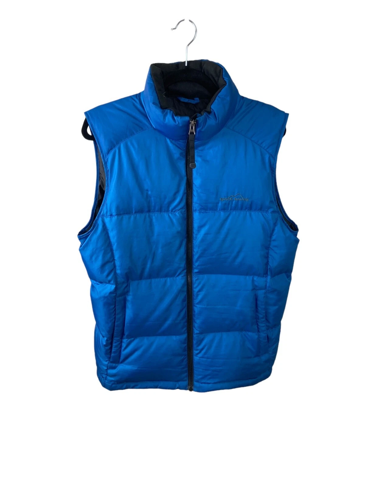 Eddie Bauer Premium Goose SNAP-FRONT Down Vest Mens Size SMALL Blue Outdoors