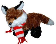 Aurora Festivity Fox Plush Toy Stuffed Animal Brown Black Scarf Holiday NWT HTF