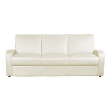 Image of WHITE SOFA BED KIMBERLEY FAUX LEATHER BLACK BROWN 3 SEATER SOFA BED WITH STORAGE