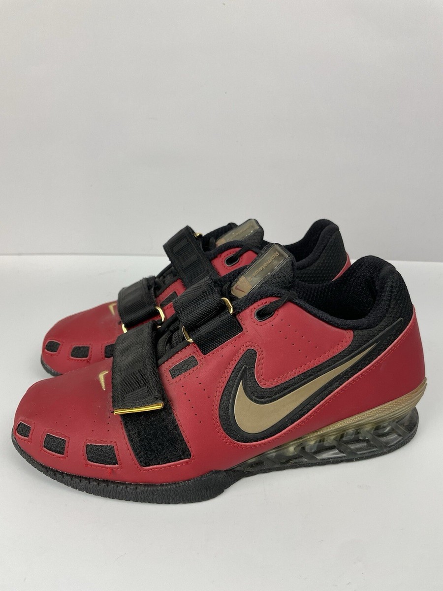 NIKE ROMALEOS 2 WEIGHTLIFTING SHOES RED GOLD BLACK 476927 NIKE ROMALEOS 2 WEIGHTLIFTING SHOES RED GOLD BLACK 476927