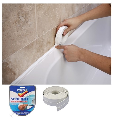 POLYCELL SEALANT FOR BATHROOMS,KITCHENS WHITE L SHAPE SEAL STRIP TAPE ...