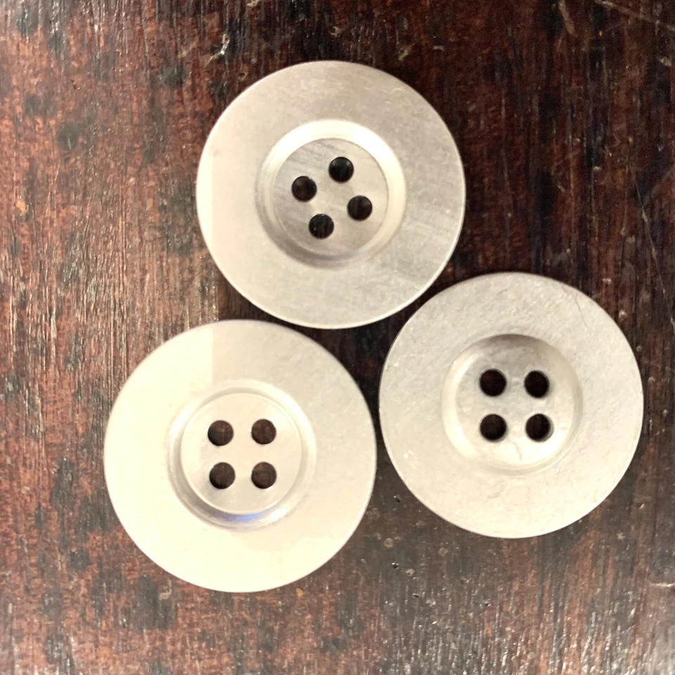 24mm Brushed Silver Round Metal 4 Hole Buttons Jacket Coat Military 4pcs - Image 4 of 4