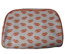 The Vintage Cosmetic Co. Pink & Orange Lips w/Fangs Patterned Cosmetic Bag NWOT