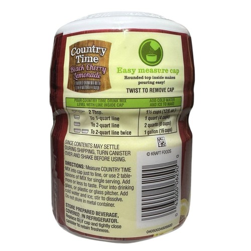 Mezcla de bebidas con sabor a limonada cereza negra Country Time, 18,3 oz, caducidad 5/25, NUEVO - Imagen 4 de 5