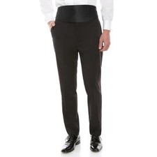 Calvin Klein Mens Slim fit Tuxedo Pants 40 / 29 Black Solid Stretch