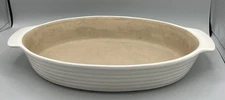 Pampered Chef #600 Family Heritage Stoneware 12”x8” Oval Baker White Glazed
