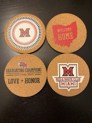 Miami University of Ohio Miami Redhawks 4  Cork Coasters Set Of 4