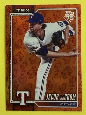 2026 Topps Series 1 ~ Jacob DeGrom #99 ~ Easter Chicks Orange Foil ~ TX Rangers