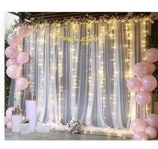Tulle Backdrop Curtains with Curtains Light,for Birthday,Wedding,USED once only.