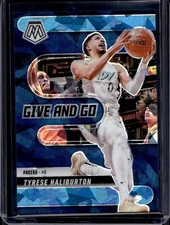 2024-25 Panini Mosaic Tyrese Haliburton Give And Go Mosaic Blue Cracked Ice /125
