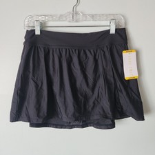 NWT Women's ANNE COLE Black Med Swim Skirt Slit Lined Bottom Modest Bathing Suit