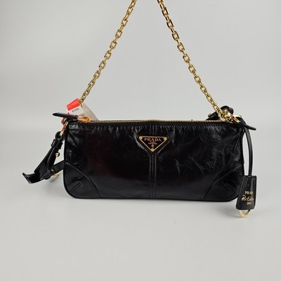 PRADA Re-Edition 2002 Medium Black Leather Shoulder Bag New