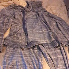 N C Gray Striped Knit Hoodie  Pants 2-Piece Outfit Set Women's XL Regular