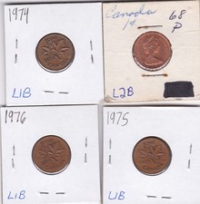 1968,1974,1975 and 1976 Canadian Cents L1B