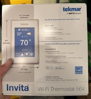 Invita Tekmar Wi-Fi Thermostat / 2-Wire, Energy Star Approved, Model ( 564 )