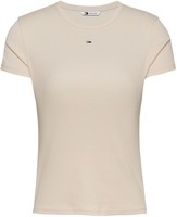 Tommy Jeans T-Shirt Damen Kurzarm Slim Fit Elfenbein Rib XXS Kleidung Oberteil