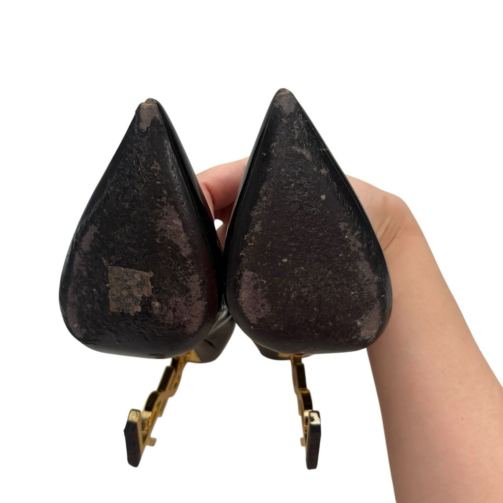 Saint Laurent Opyum YSL Heel Black Patent Pumps 37 US 7 thumbnail 11