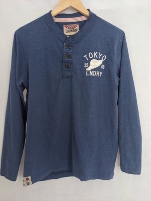 Go Tokyo Laundry 1968 Oberteil Pullover Unisex Blau Gr. Medium Pulli Knopf Logo