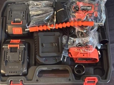 21V Cordless Drill Driver Kit 2 Batteries Charger 7 Sockets Flex Shaft Case