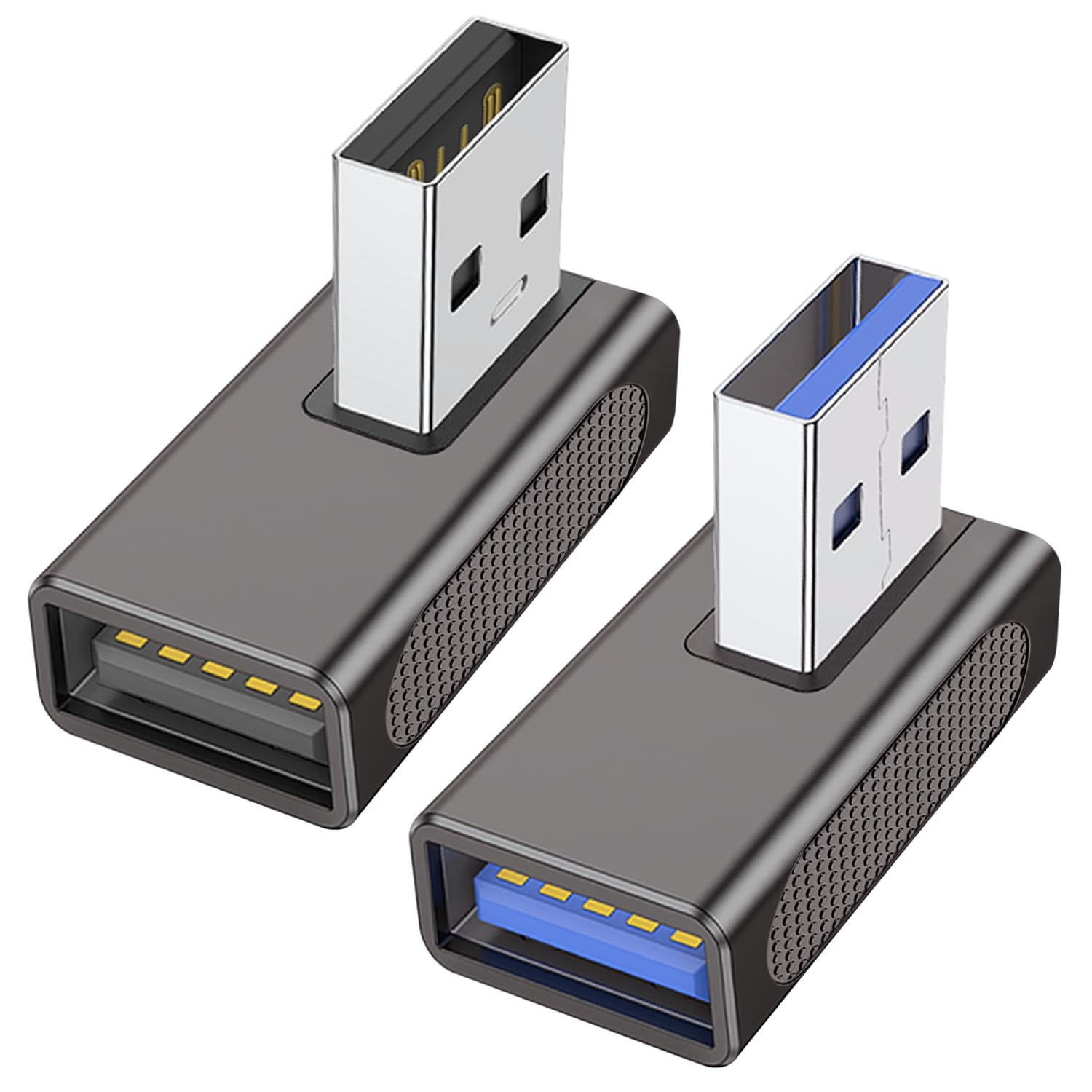 90 Degree USB 3.0 Adapter 2 Pack Left and Right Angle USB-A Male to Female Ex