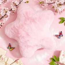 Star Pillows Light Pink Shaped Decorative Plush Faux Fur 14x14 Inch