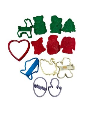 Mixed Lot 13 Plastic Cookie Cutters Christmas Easter Thanksgiving Some Vintage