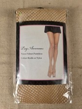 Leg Avenue Nylon Fishnet Pantyhose Beige One Size 90-160 Lbs