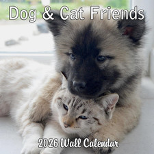2026 Dog  Cat Friends Monthly Wall Calendar  Cute Animals Calendar 2025-2026