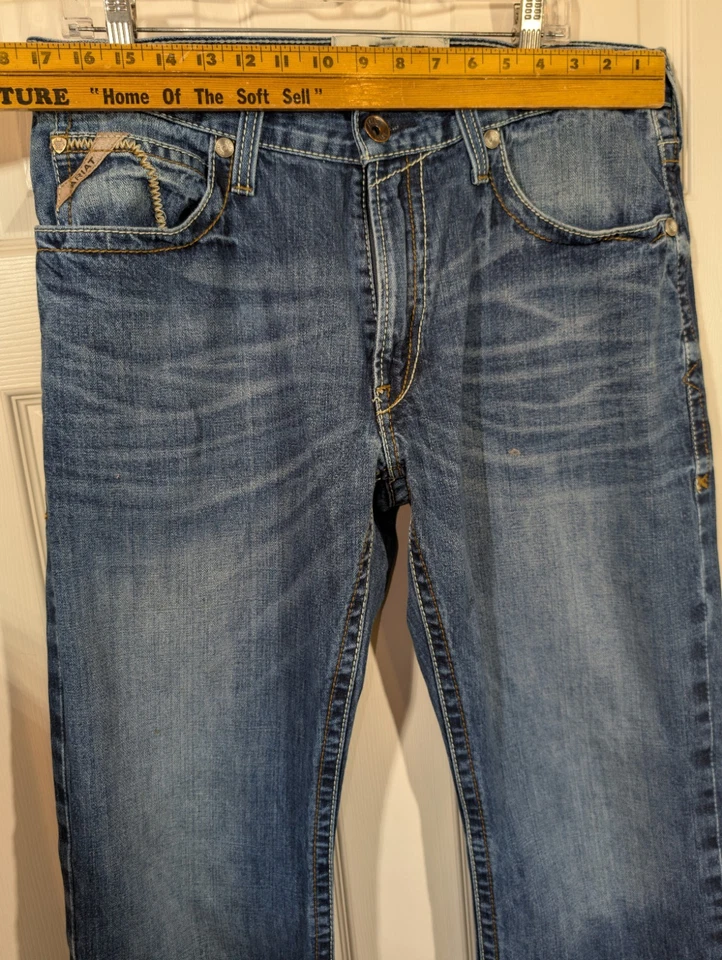 Jeans rectos Ariat M4 para hombre 34x32 azul denim puntada en contraste occidental informales Foto 2 de 4