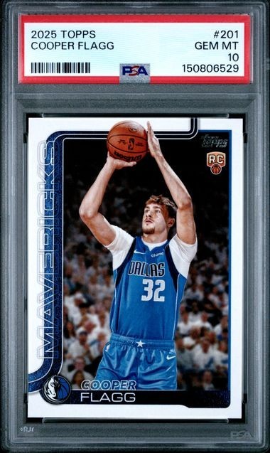 Cooper Flagg 2025 Topps #201 Rookie RC PSA 10 Dallas Mavericks