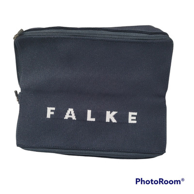 Falke Black Carrying Case Travel Bag 2 Pockets Logo Zippers 8 x 8 x 2 in Woven