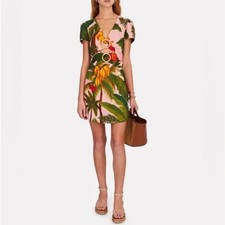FARM RIO Cocoa Forest Cut-Out Mini Dress O-Ring Buckle Sz M NWT $175 {LL7}