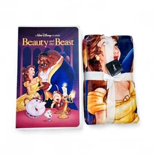 Disney Beauty and The Beast Classic VHS Boxed Silk Touch Throw Blanket 50" x 70"