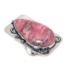 Natural Rhodochrosite Gemstone 925 Sterling Silver Jewelry Ring Size 7 f844