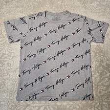Tommy Hilfiger Youth Grey Short-Sleeve Vertical Script Logo Tee XL 20