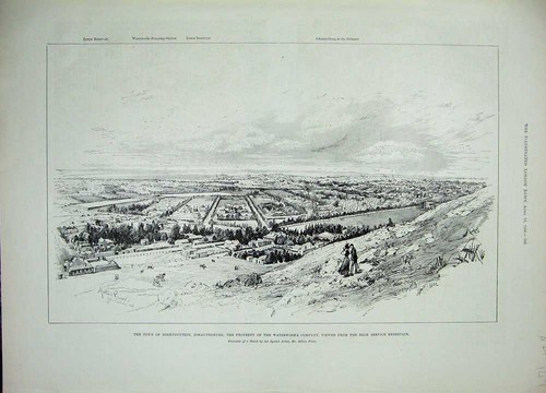 Original Old Antique Print 1896 Town Doorfontein Johannesburg Waterworks Prior