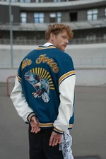 Bomber Varsity Letterman jacket EAGLE Air Force /Basketball Size M/L Teal