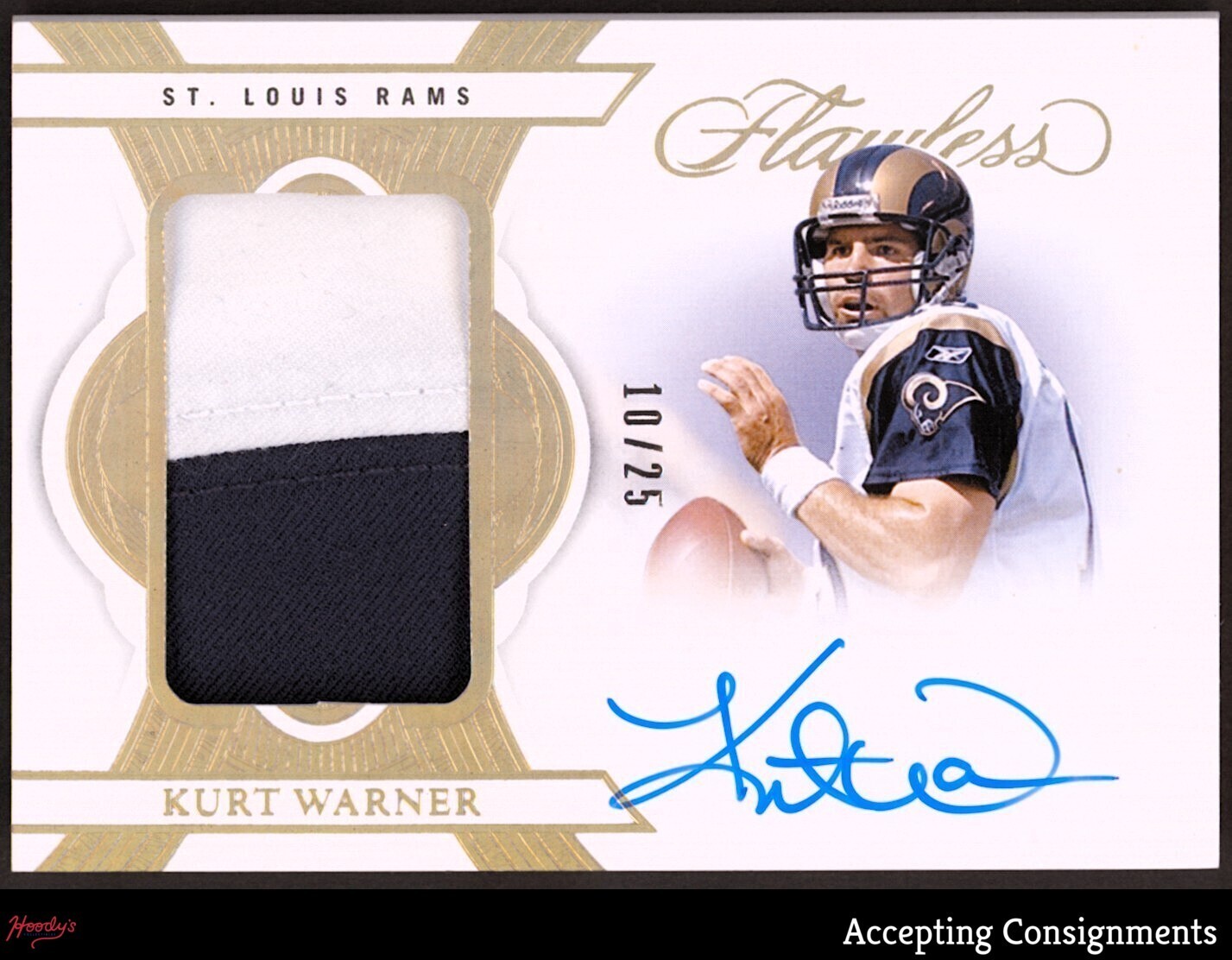 2025 Panini Flawless Autographs #PAKWR Kurt Warner PATCH AUTO RAMS HOF 10/25 view 1