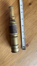 Antique 4-Draw Brass Pocket Spyglass Telescope with Woven Braided Casing. As Is