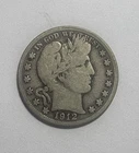 1912 S Barber Silver Half Dollar, Looks VG Semi-Key Low Mintage 1,370,000