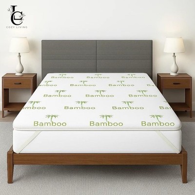 40D Bambus Memory Foam Matratzenauflage 2,5 cm dick - Antirutsch mit Reißverschlussbezug