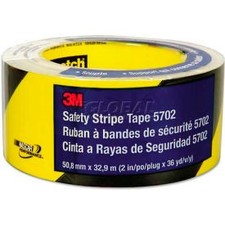 3M 5702 Caution Stripe Tape 2""W x 108'L Black/Yellow 1 Roll 3m 7010335133
